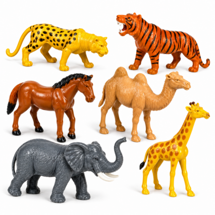 Big Wild Animal Toy Set (6 Pcs) – Large Realistic Jungle Animal Figures for Kids, Educational Playset for Learning & Imaginative Play