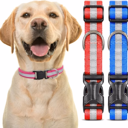 Reflective Dog Collar 2 Pcs, Feautures with Adjustable & Durable, Nylon Dog Belt, Heavy Metal D Ring & Strong Buckle, for Dogs (Multicolor) Copy