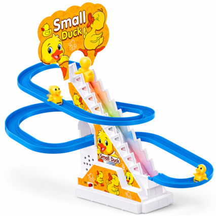 Mini Duck Track Climbing Toy Set – Electric Stair Climbing Duck Slide with Music & LED Lights for Kids (Battery Operated Fun Toy)