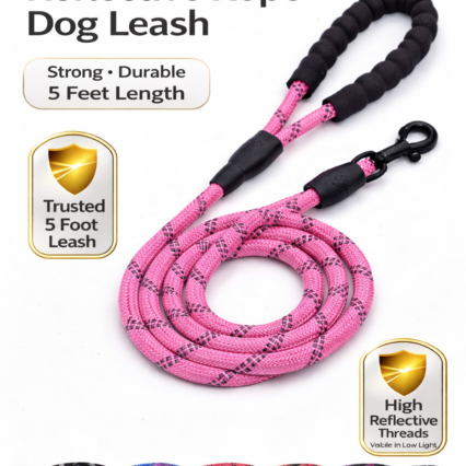 Imported Padded Braided Leash - Heavy Duty 5FT Dog Leash, Anti Slip Padded Handle, Highly Reflective Dog Rope & 360° Swivel Hook, Strong Leash for Dogs Walking & Training (Multicolour- 5 Feet Long)
