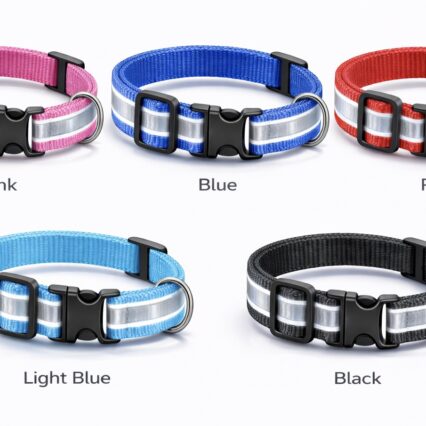 Reflective Dog Collar 5 Pcs, Feautures with Adjustable & Durable, Nylon Dog Belt, Heavy Metal D Ring & Strong Buckle, for Dogs (Multicolor)